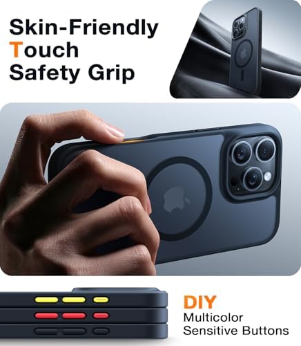 TORRAS Stronger Magnetic & Shockproof for iPhone 17 Pro Max Case  Fit for MagSafe  Military Grade Drop Protection  Camera Control  DIY Button  Slim for iPhone 17 Pro Max Case Translucent Matte Black