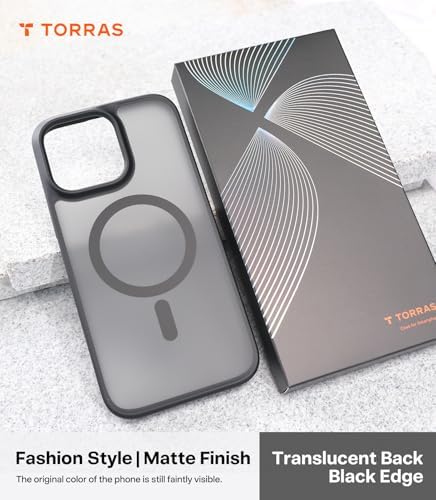 TORRAS Stronger Magnetic & Shockproof for iPhone 17 Pro Max Case  Fit for MagSafe  Military Grade Drop Protection  Camera Control  DIY Button  Slim for iPhone 17 Pro Max Case Translucent Matte Black