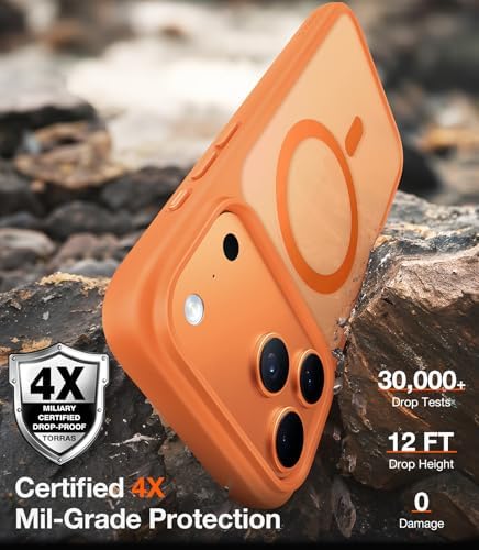 TORRAS Stronger Magnetic & Shockproof for iPhone 17 Pro Max Case  Fit for MagSafe  Military Grade Drop Protection  Camera Control  DIY Button  Slim for iPhone 17 Pro Max Case Translucent Matte Black