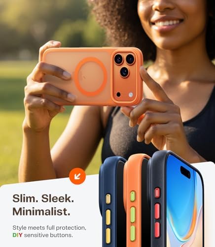 TORRAS Stronger Magnetic & Shockproof for iPhone 17 Pro Max Case  Fit for MagSafe  Military Grade Drop Protection  Camera Control  DIY Button  Slim for iPhone 17 Pro Max Case Translucent Matte Black