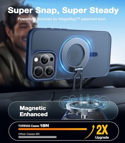 TORRAS Stronger Magnetic & Shockproof for iPhone 17 Pro Max Case  Fit for MagSafe  Military Grade Drop Protection  Camera Control  DIY Button  Slim for iPhone 17 Pro Max Case Translucent Matte Black