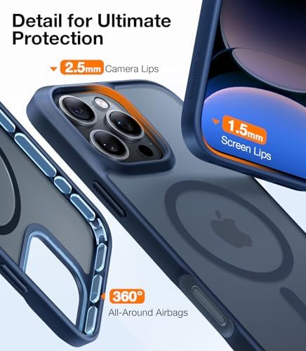 TORRAS Stronger Magnetic & Shockproof for iPhone 17 Pro Max Case  Fit for MagSafe  Military Grade Drop Protection  Camera Control  DIY Button  Slim for iPhone 17 Pro Max Case Translucent Matte Black