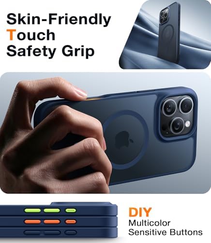 TORRAS Stronger Magnetic & Shockproof for iPhone 17 Pro Max Case  Fit for MagSafe  Military Grade Drop Protection  Camera Control  DIY Button  Slim for iPhone 17 Pro Max Case Translucent Matte Black