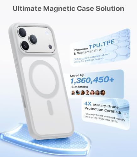 TORRAS Stronger Magnetic & Shockproof for iPhone 17 Pro Max Case  Fit for MagSafe  Military Grade Drop Protection  Camera Control  DIY Button  Slim for iPhone 17 Pro Max Case Translucent Matte Black