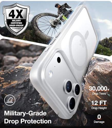 TORRAS Stronger Magnetic & Shockproof for iPhone 17 Pro Max Case  Fit for MagSafe  Military Grade Drop Protection  Camera Control  DIY Button  Slim for iPhone 17 Pro Max Case Translucent Matte Black