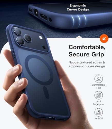 TORRAS Stronger Magnetic & Shockproof for iPhone 17 Pro Max Case  Fit for MagSafe  Military Grade Drop Protection  Camera Control  DIY Button  Slim for iPhone 17 Pro Max Case Translucent Matte Black