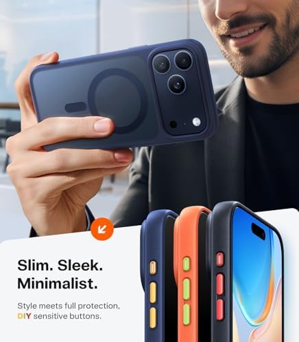 TORRAS Stronger Magnetic & Shockproof for iPhone 17 Pro Max Case  Fit for MagSafe  Military Grade Drop Protection  Camera Control  DIY Button  Slim for iPhone 17 Pro Max Case Translucent Matte Black