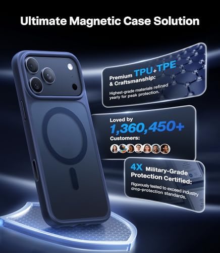 TORRAS Stronger Magnetic & Shockproof for iPhone 17 Pro Max Case  Fit for MagSafe  Military Grade Drop Protection  Camera Control  DIY Button  Slim for iPhone 17 Pro Max Case Translucent Matte Black