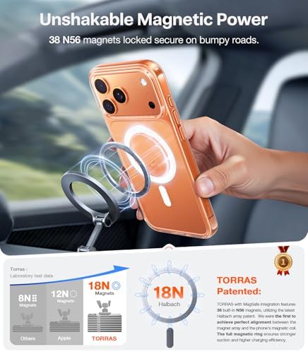 TORRAS Stronger Magnetic & Anti Yellowing for iPhone 17 Pro Max Case Clear  Fit for MagSafe  Military Grade Drop Protection  Camera Control  DIY Button  Slim for iPhone 17 Pro Max Case Diamond Clear