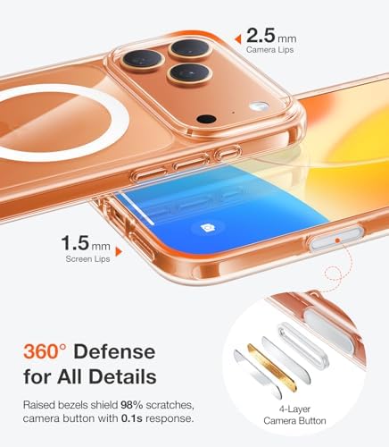 TORRAS Stronger Magnetic & Anti Yellowing for iPhone 17 Pro Max Case Clear  Fit for MagSafe  Military Grade Drop Protection  Camera Control  DIY Button  Slim for iPhone 17 Pro Max Case Diamond Clear