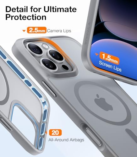 TORRAS Stronger Magnetic & Anti Yellowing for iPhone 17 Pro Max Case Clear  Fit for MagSafe  Military Grade Drop Protection  Camera Control  DIY Button  Slim for iPhone 17 Pro Max Case Diamond Clear