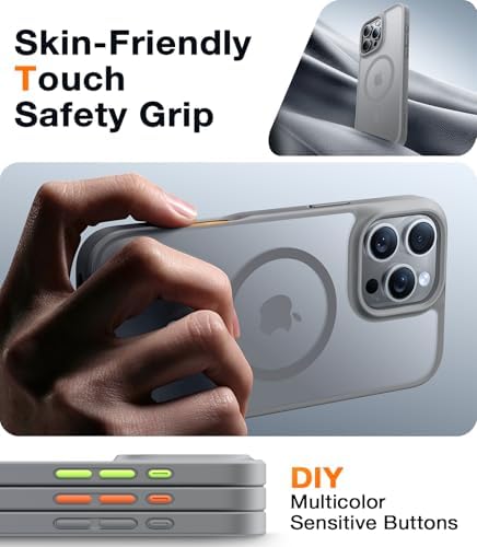 TORRAS Stronger Magnetic & Anti Yellowing for iPhone 17 Pro Max Case Clear  Fit for MagSafe  Military Grade Drop Protection  Camera Control  DIY Button  Slim for iPhone 17 Pro Max Case Diamond Clear