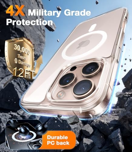 TORRAS Stronger Magnetic & Anti Yellowing for iPhone 17 Pro Max Case Clear  Fit for MagSafe  Military Grade Drop Protection  Camera Control  DIY Button  Slim for iPhone 17 Pro Max Case Diamond Clear