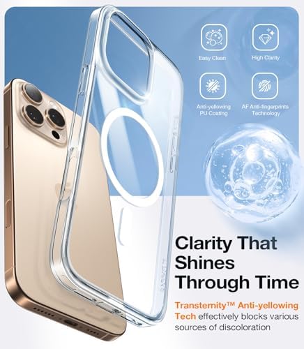 TORRAS Stronger Magnetic & Anti Yellowing for iPhone 17 Pro Max Case Clear  Fit for MagSafe  Military Grade Drop Protection  Camera Control  DIY Button  Slim for iPhone 17 Pro Max Case Diamond Clear