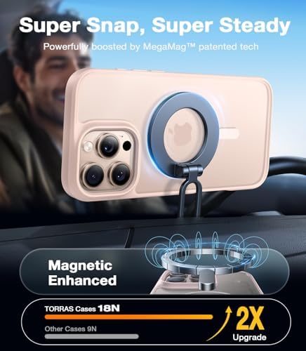 TORRAS Stronger Magnetic & Anti Yellowing for iPhone 17 Pro Max Case Clear  Fit for MagSafe  Military Grade Drop Protection  Camera Control  DIY Button  Slim for iPhone 17 Pro Max Case Diamond Clear