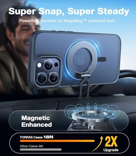 TORRAS Stronger Magnetic & Anti Yellowing for iPhone 17 Pro Max Case Clear  Fit for MagSafe  Military Grade Drop Protection  Camera Control  DIY Button  Slim for iPhone 17 Pro Max Case Diamond Clear