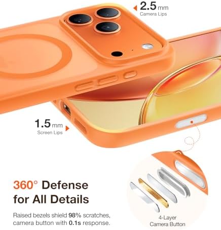 TORRAS Stronger Magnetic & Anti Yellowing for iPhone 17 Pro Max Case Clear  Fit for MagSafe  Military Grade Drop Protection  Camera Control  DIY Button  Slim for iPhone 17 Pro Max Case Diamond Clear