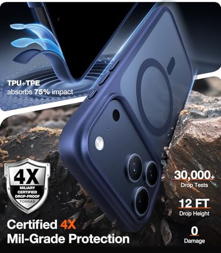 TORRAS Stronger Magnetic & Anti Yellowing for iPhone 17 Pro Max Case Clear  Fit for MagSafe  Military Grade Drop Protection  Camera Control  DIY Button  Slim for iPhone 17 Pro Max Case Diamond Clear