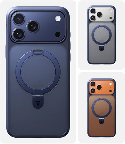 TORRAS Funda magnética azul para iPhone 17 Pro Max con soporte, [compatible con MagSafe] [probada en caídas de grado militar] Control de cámara, funda translúcida delgada de borde suave para iPhone 17