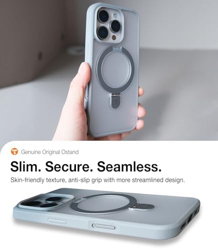 TORRAS Funda magnética azul para iPhone 17 Pro Max con soporte, [compatible con MagSafe] [probada en caídas de grado militar] Control de cámara, funda translúcida delgada de borde suave para iPhone 17