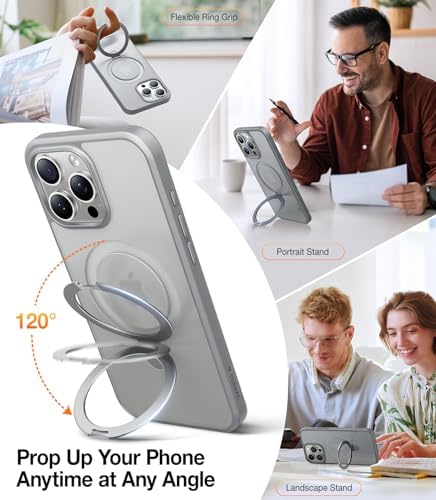 TORRAS Funda magnética azul para iPhone 17 Pro Max con soporte, [compatible con MagSafe] [probada en caídas de grado militar] Control de cámara, funda translúcida delgada de borde suave para iPhone 17