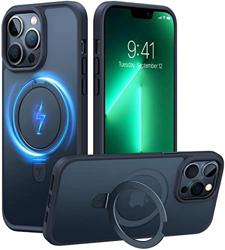 TORRAS Funda magnética azul para iPhone 17 Pro Max con soporte, [compatible con MagSafe] [probada en caídas de grado militar] Control de cámara, funda translúcida delgada de borde suave para iPhone 17