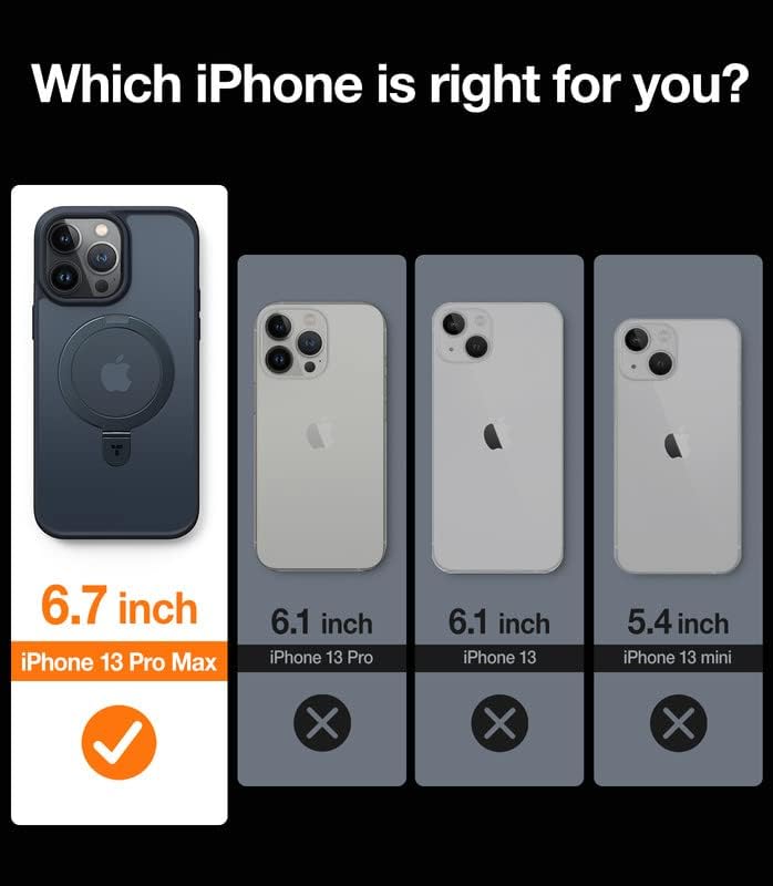 TORRAS Funda magnética azul para iPhone 17 Pro Max con soporte, [compatible con MagSafe] [probada en caídas de grado militar] Control de cámara, funda translúcida delgada de borde suave para iPhone 17