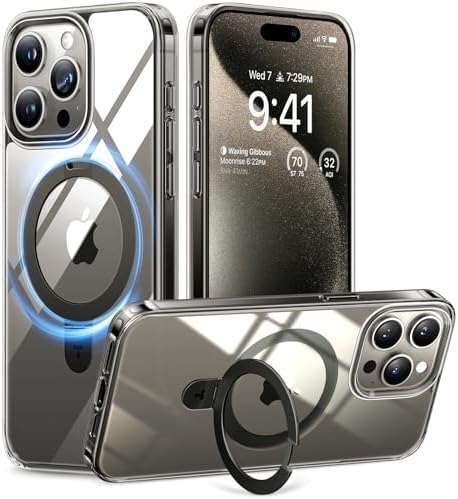 TORRAS Funda magnética azul para iPhone 17 Pro Max con soporte, [compatible con MagSafe] [probada en caídas de grado militar] Control de cámara, funda translúcida delgada de borde suave para iPhone 17