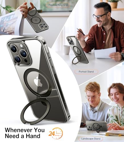 TORRAS Funda magnética azul para iPhone 17 Pro Max con soporte, [compatible con MagSafe] [probada en caídas de grado militar] Control de cámara, funda translúcida delgada de borde suave para iPhone 17