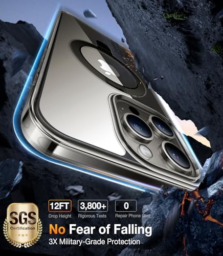 TORRAS Funda magnética azul para iPhone 17 Pro Max con soporte, [compatible con MagSafe] [probada en caídas de grado militar] Control de cámara, funda translúcida delgada de borde suave para iPhone 17