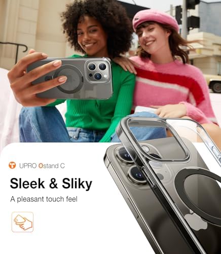 TORRAS Funda magnética azul para iPhone 17 Pro Max con soporte, [compatible con MagSafe] [probada en caídas de grado militar] Control de cámara, funda translúcida delgada de borde suave para iPhone 17