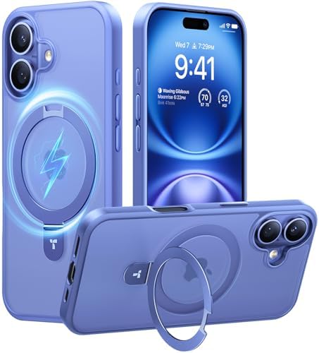 TORRAS Funda magnética azul para iPhone 17 Pro Max con soporte, [compatible con MagSafe] [probada en caídas de grado militar] Control de cámara, funda translúcida delgada de borde suave para iPhone 17