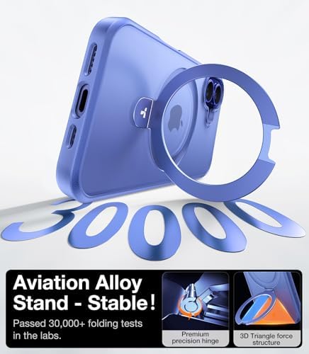 TORRAS Funda magnética azul para iPhone 17 Pro Max con soporte, [compatible con MagSafe] [probada en caídas de grado militar] Control de cámara, funda translúcida delgada de borde suave para iPhone 17