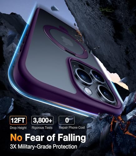 TORRAS Funda magnética azul para iPhone 17 Pro Max con soporte, [compatible con MagSafe] [probada en caídas de grado militar] Control de cámara, funda translúcida delgada de borde suave para iPhone 17