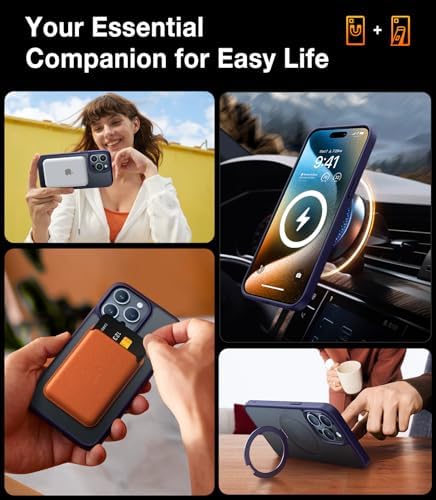 TORRAS Funda magnética azul para iPhone 17 Pro Max con soporte, [compatible con MagSafe] [probada en caídas de grado militar] Control de cámara, funda translúcida delgada de borde suave para iPhone 17