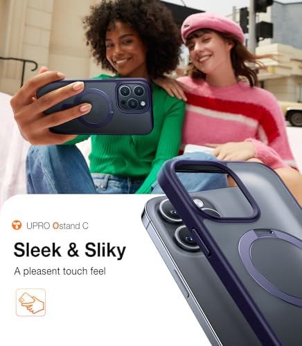 TORRAS Funda magnética azul para iPhone 17 Pro Max con soporte, [compatible con MagSafe] [probada en caídas de grado militar] Control de cámara, funda translúcida delgada de borde suave para iPhone 17