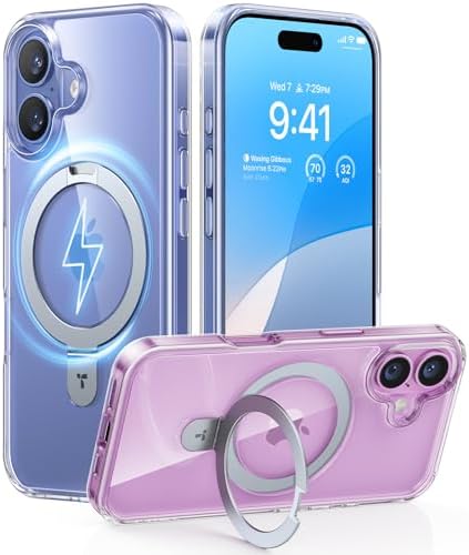 TORRAS Funda magnética azul para iPhone 17 Pro Max con soporte, [compatible con MagSafe] [probada en caídas de grado militar] Control de cámara, funda translúcida delgada de borde suave para iPhone 17