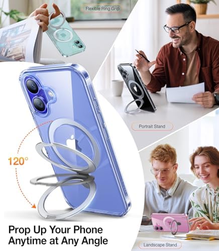 TORRAS Funda magnética azul para iPhone 17 Pro Max con soporte, [compatible con MagSafe] [probada en caídas de grado militar] Control de cámara, funda translúcida delgada de borde suave para iPhone 17