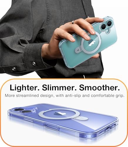 TORRAS Funda magnética azul para iPhone 17 Pro Max con soporte, [compatible con MagSafe] [probada en caídas de grado militar] Control de cámara, funda translúcida delgada de borde suave para iPhone 17