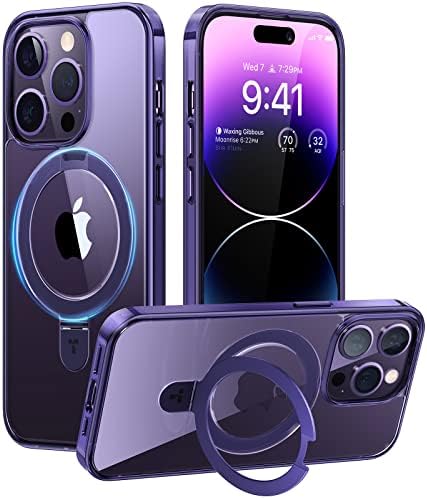 TORRAS Funda magnética azul para iPhone 17 Pro Max con soporte, [compatible con MagSafe] [probada en caídas de grado militar] Control de cámara, funda translúcida delgada de borde suave para iPhone 17