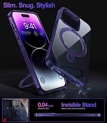 TORRAS Funda magnética azul para iPhone 17 Pro Max con soporte, [compatible con MagSafe] [probada en caídas de grado militar] Control de cámara, funda translúcida delgada de borde suave para iPhone 17