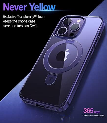 TORRAS Funda magnética azul para iPhone 17 Pro Max con soporte, [compatible con MagSafe] [probada en caídas de grado militar] Control de cámara, funda translúcida delgada de borde suave para iPhone 17