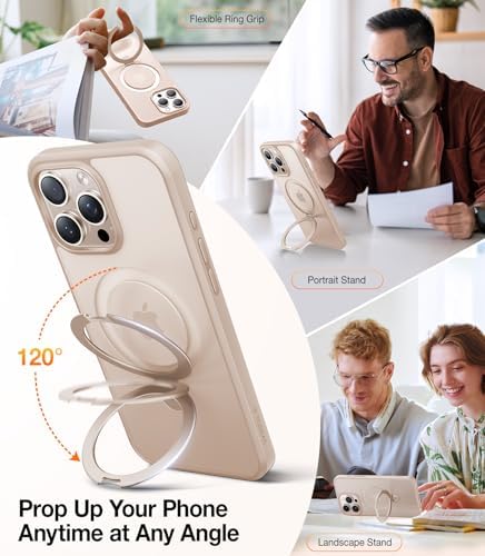 TORRAS Funda magnética azul para iPhone 17 Pro Max con soporte, [compatible con MagSafe] [probada en caídas de grado militar] Control de cámara, funda translúcida delgada de borde suave para iPhone 17