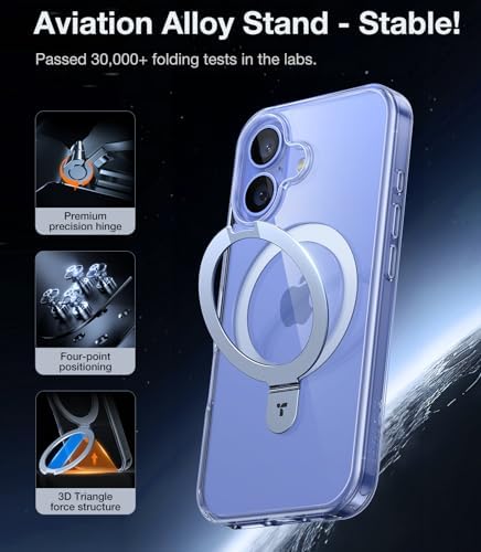 TORRAS Funda magnética azul para iPhone 17 Pro Max con soporte, [compatible con MagSafe] [probada en caídas de grado militar] Control de cámara, funda translúcida delgada de borde suave para iPhone 17