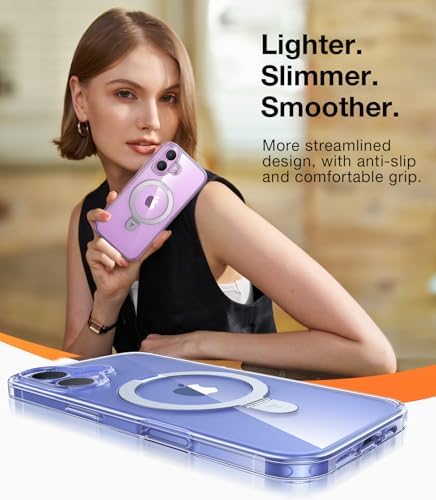 TORRAS Funda magnética azul para iPhone 17 Pro Max con soporte, [compatible con MagSafe] [probada en caídas de grado militar] Control de cámara, funda translúcida delgada de borde suave para iPhone 17