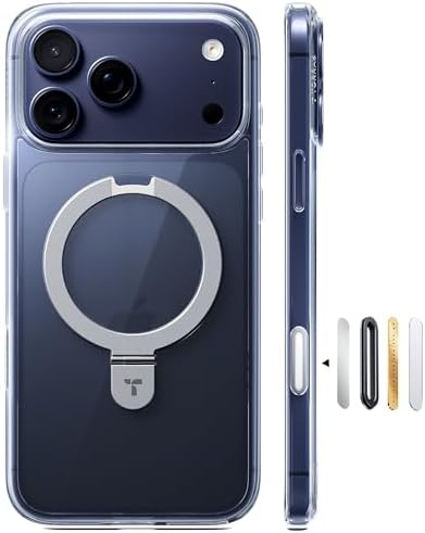 TORRAS Funda magnética azul para iPhone 17 Pro Max con soporte, [compatible con MagSafe] [probada en caídas de grado militar] Control de cámara, funda translúcida delgada de borde suave para iPhone 17