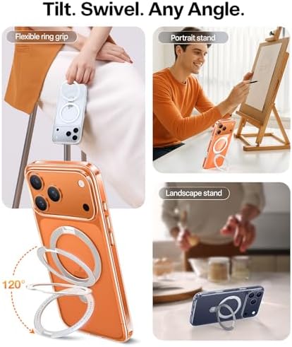 TORRAS Funda magnética azul para iPhone 17 Pro Max con soporte, [compatible con MagSafe] [probada en caídas de grado militar] Control de cámara, funda translúcida delgada de borde suave para iPhone 17