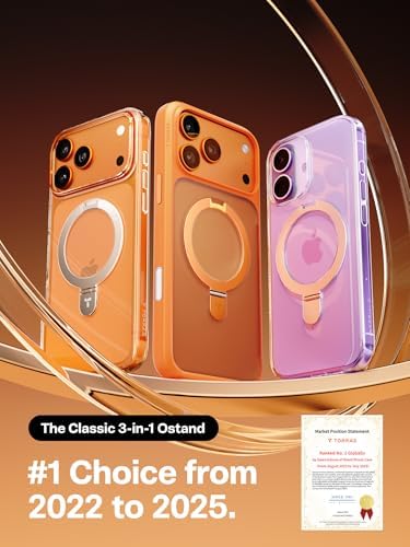 TORRAS Funda magnética azul para iPhone 17 Pro Max con soporte, [compatible con MagSafe] [probada en caídas de grado militar] Control de cámara, funda translúcida delgada de borde suave para iPhone 17