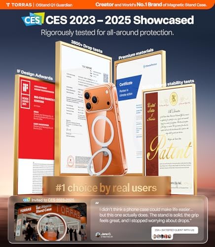 TORRAS Funda magnética azul para iPhone 17 Pro Max con soporte, [compatible con MagSafe] [probada en caídas de grado militar] Control de cámara, funda translúcida delgada de borde suave para iPhone 17