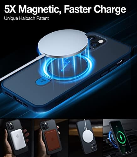 TORRAS Funda magnética azul para iPhone 17 Pro Max con soporte, [compatible con MagSafe] [probada en caídas de grado militar] Control de cámara, funda translúcida delgada de borde suave para iPhone 17